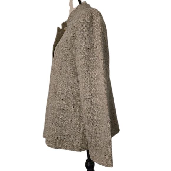 Orvis Lt Brown Tweed Wool Blazer Mandarin Collar Size L Women Button Up Made USA - Picture 5 of 8